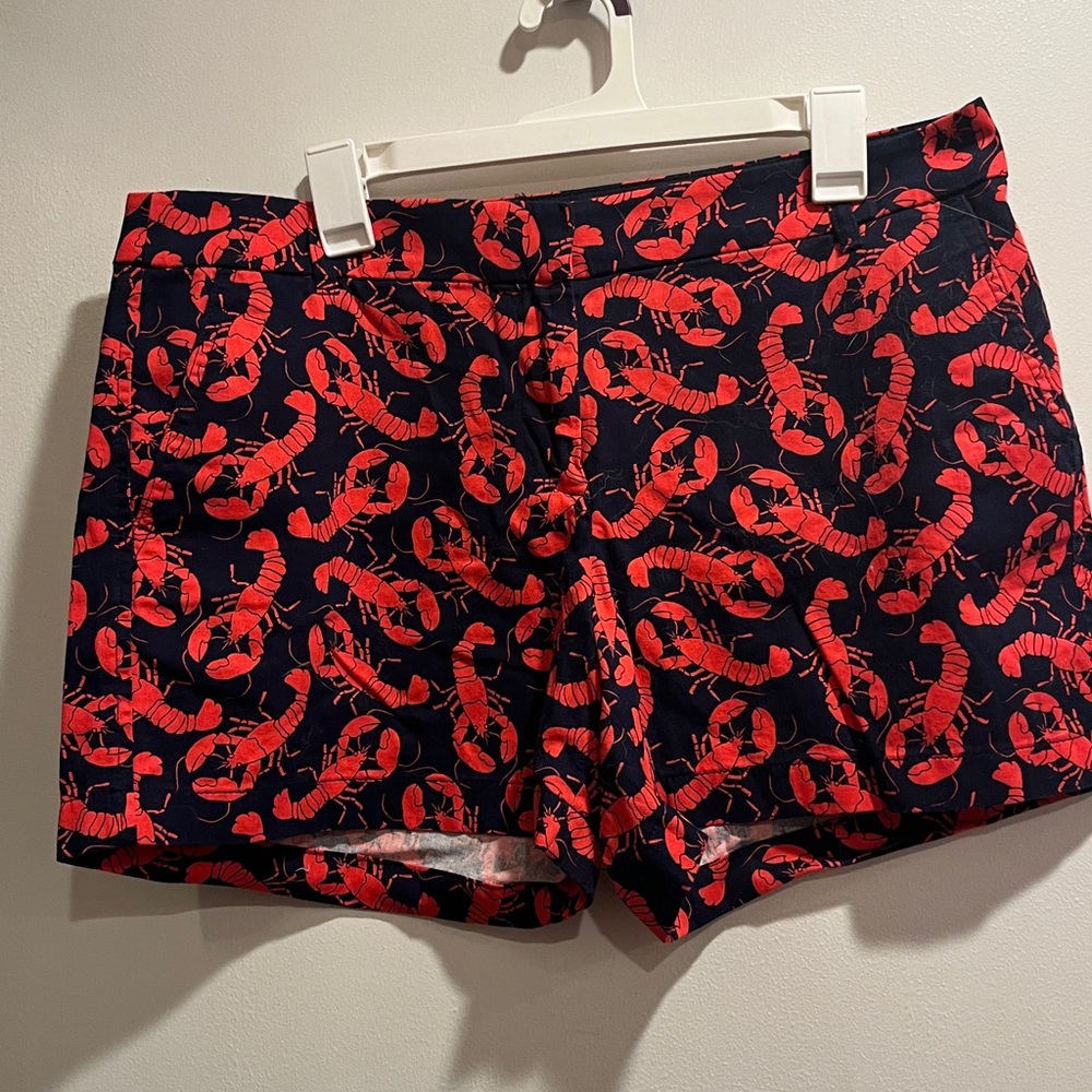J. Crew Red and Navy Lobster Print Women Shorts